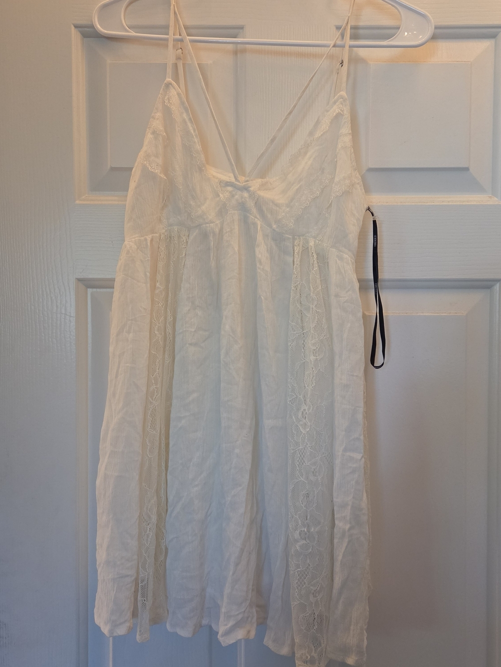 Forever 21 White Lace-Trim Strap Dress